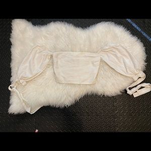 Forever 21 Off White Bandeau Top With Off Shoulder Sleeves Ties at Bottom Sleeve